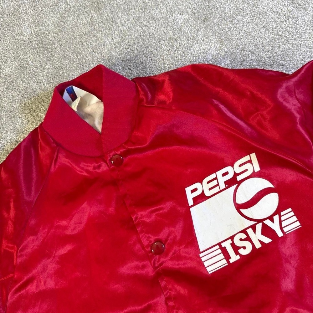 Vintage 90s Pepsi ISKY Phoenix Raceway WestArt Red Satin Bomber Jacket Large